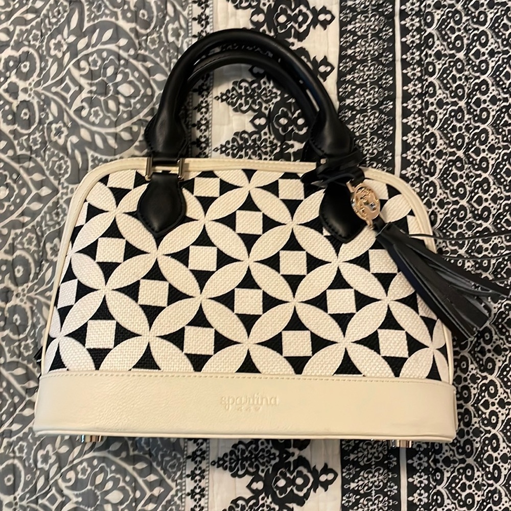 Spartina 449 linen and leather handbag, crossbody/shoulder